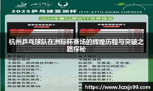 杭州乒乓球队在洲际杯赛场的辉煌历程与突破之路探秘